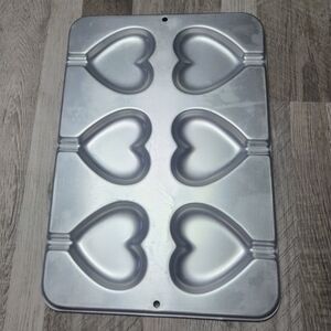 Vintage Wilton Heart Cookie Pop Pan 1995 Aluminum Cake Sucker Mold 2105-8104
